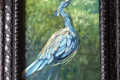 #18 - Dawn Johnson, Mill Creek - Blue Heron, 2021, Oil on Canvass, 14" x 11", 4 lbs, Sold
