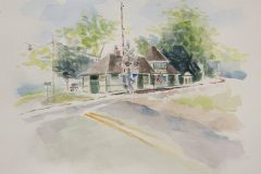 #8 - Jeanette Dyer, Dexter Depot, 2021, Watercolor, 10" x 10", 3.5 lbs, $425