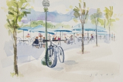 #10 - Jeanette Dyer, Dexter Main Street Scene, 2021, Watercolor, 10" x 10", 3.5 lbs, $425
