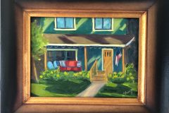 #79 - Kelley Shirkey, Library View, 2020, Oil on Panel, 9" x 12" x .25", 1 lb, $175