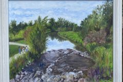 #110 - Lesli Weston, Mill Creek From the Bridge, 2021, Oil, 16" x 20" x 1", 2 lbs, $360