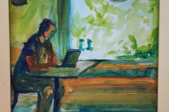 #22 - Shelly Kaye, CAFE, 2021, Acrylic, 9" x 11", 1 lb, $85