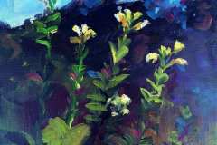 #26 - Shelly Kaye, Mill Creek Yellow Flowers, 2020, Acrylic, 14" x 14", 2 lbs, Sold