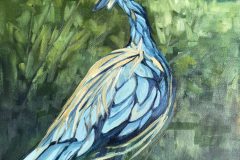 #18 - Dawn Johnson, Mill Creek - Blue Heron, 2021, Oil on Canvass, 14" x 11", 4 lbs, $450