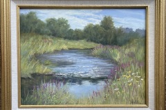 #35 - Janet Kohler, Millpond Wildflowers, 2021, Pastel, 15" x 18" x 2", 8 lbs, $400