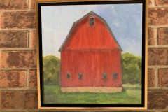 #51 - John Murrel, Bates Barn, 2021, Oil on Canvass, 13.5" x 13.5" x 1.25", 1 lb, $400
