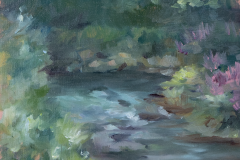 #85 - Pam Siegfried, By the Stream, 2021, Oil, 15x18x1-1.5 lbs, $450