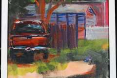 #24 - Shelly Kaye, Rooster Graze - Huron River Dr., 2020, Acrylic, 14" x 14", 2 lbs, $114