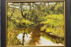 #65 - Thomas Rosenbaum, Mill Creek at Bend, 2021, Oil on Panel, 22" x 18" x 1", 3 Ibs, $400